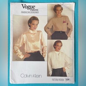 Vogue 1230 Calvin Klein Blouse Pattern Size 12
Complete Uncut